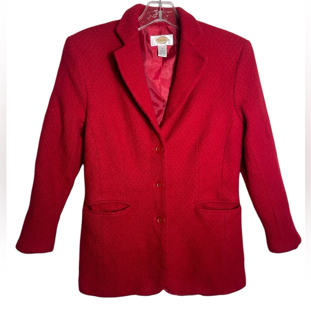 Talbots blazer size 4 pure wool‎ 100% wool classic red jacket blazer & pockets